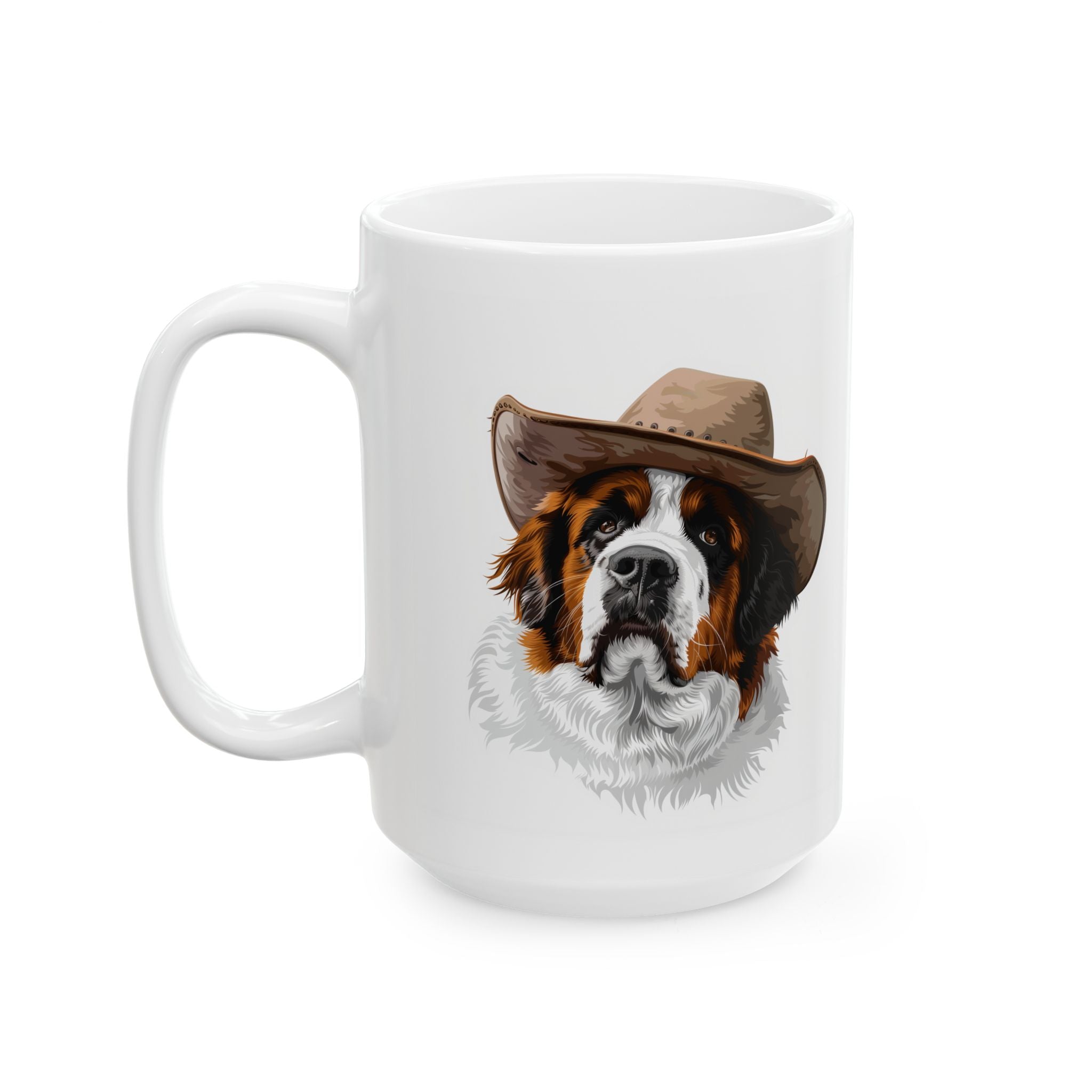 Western Themed St. Bernard Mug, Cute Dog Mug, Mug For St. Bernard Lovers, Dog Ceramic Mug, (11oz, 15oz), Dog Coffee Mug, St. Bernard Gift