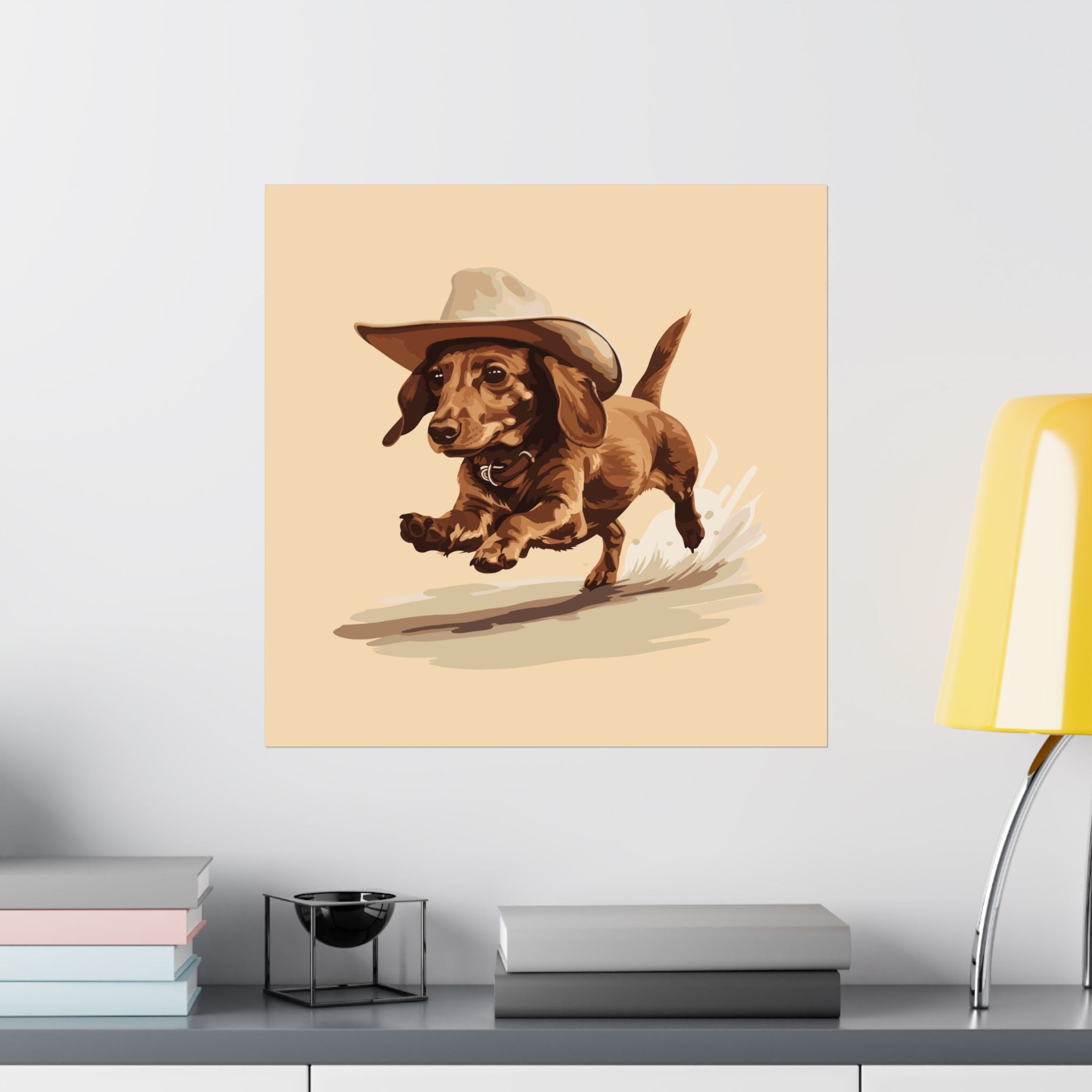 Western Dachshund Themed Matte Poster, Dachshund Poster, Cute Dachshund Gift, Dachshund Mom, Dachshund Dad, Matte Poster