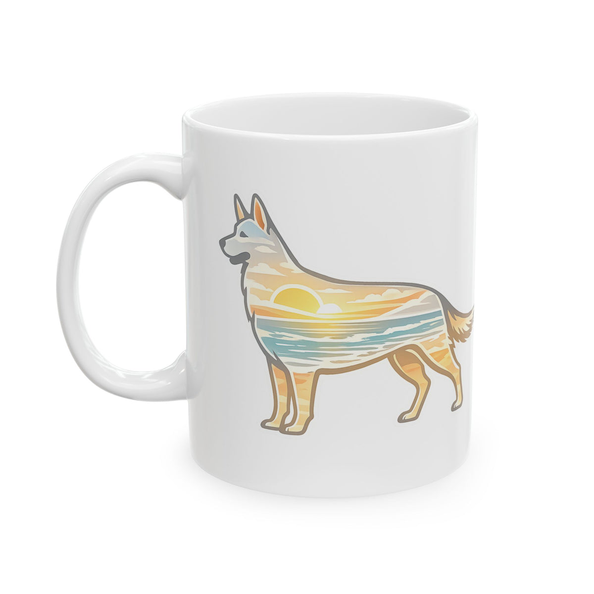 German Shepherd | Summer Sunset Ceramic Mug, (11oz, 15oz)