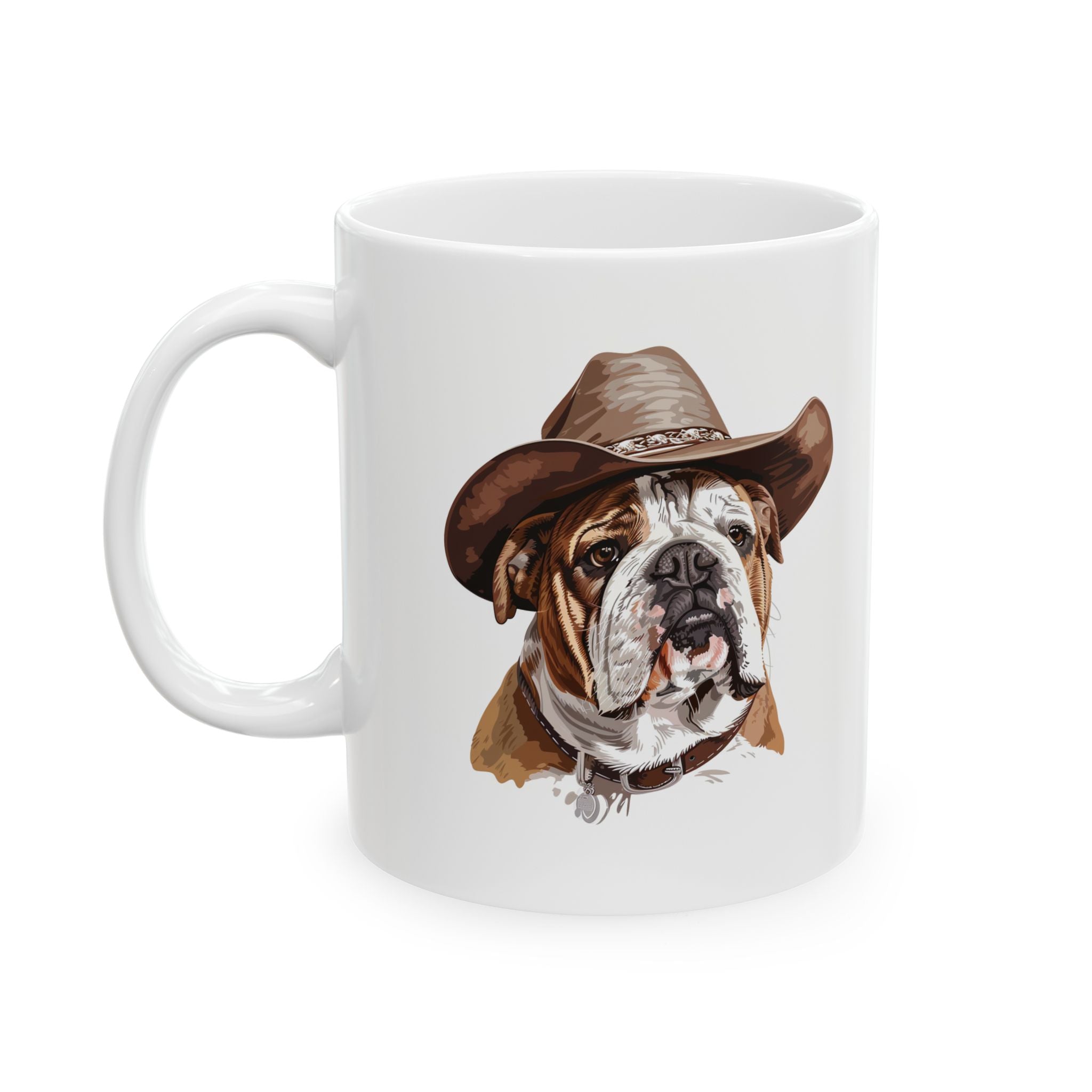 Western Themed Bulldog Mug, Cute Dog Mug, Mug For Bulldog Lovers, Dog Ceramic Mug, (11oz, 15oz), Dog Coffee Mug, Bulldog Gift
