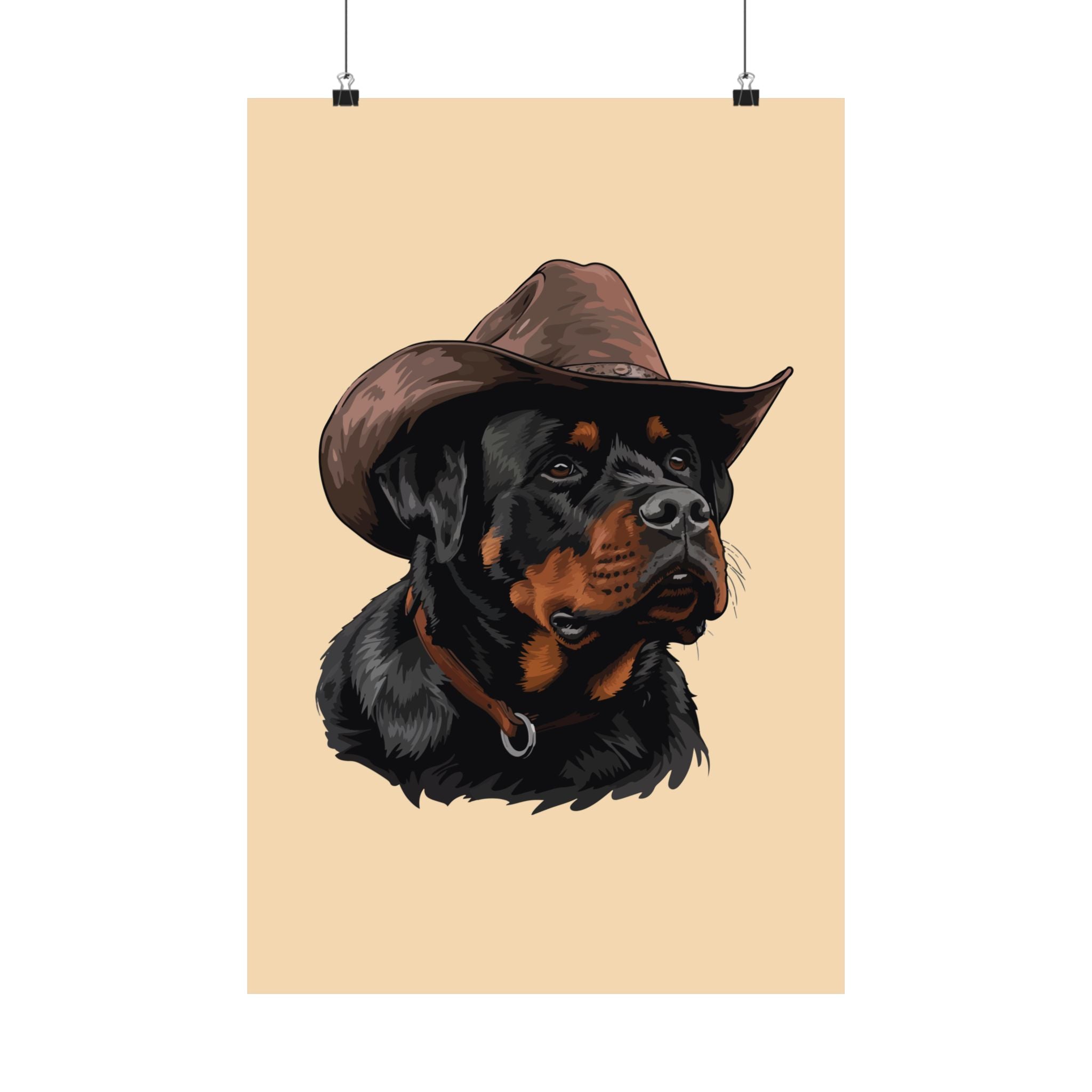 Western Themed Rottweiler Portrait, Rottweiler Poster, Rottweiler Matte Posters, Rottweiler Lover, Rottweiler Dad, Rottweiler Mom