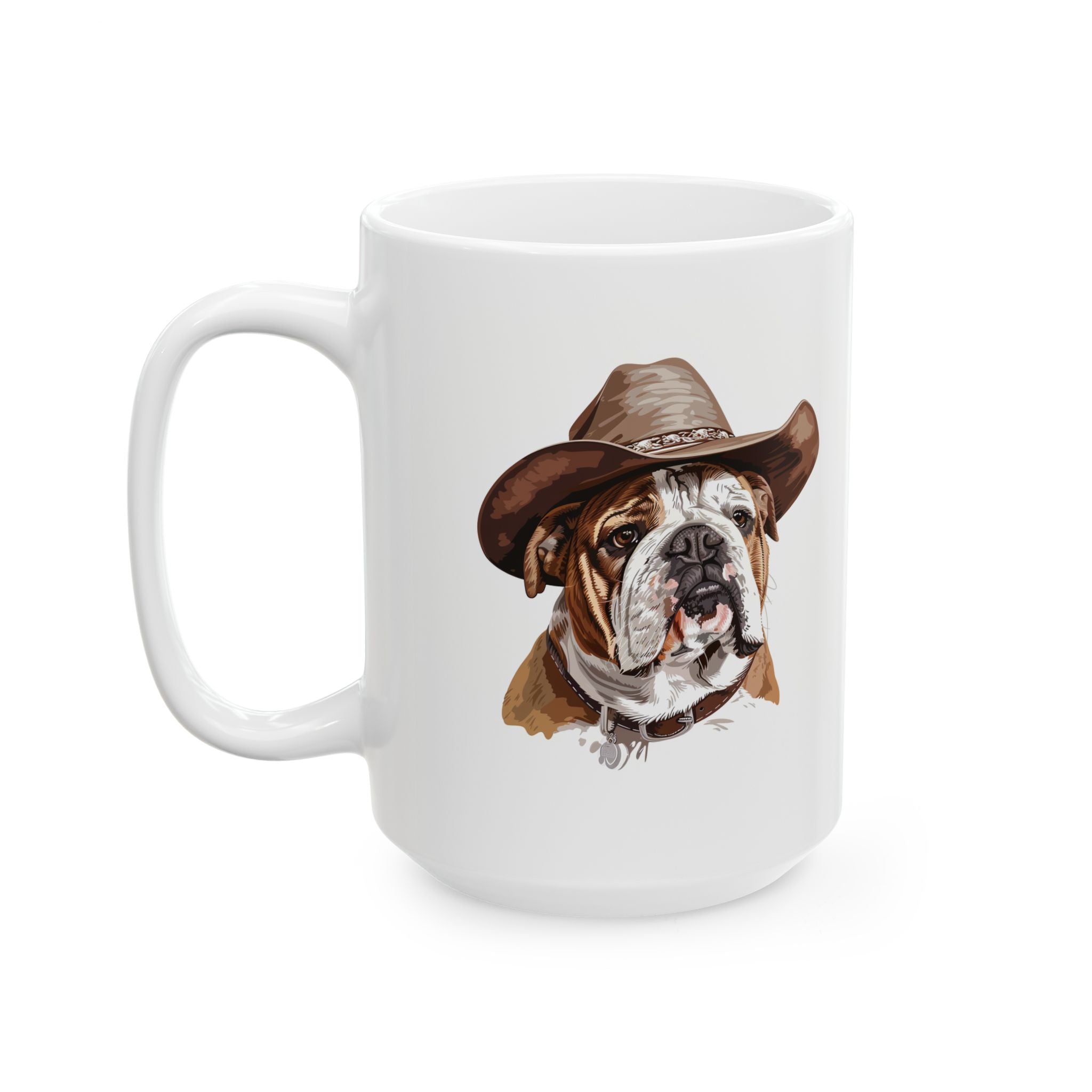 Western Themed Bulldog Mug, Cute Dog Mug, Mug For Bulldog Lovers, Dog Ceramic Mug, (11oz, 15oz), Dog Coffee Mug, Bulldog Gift