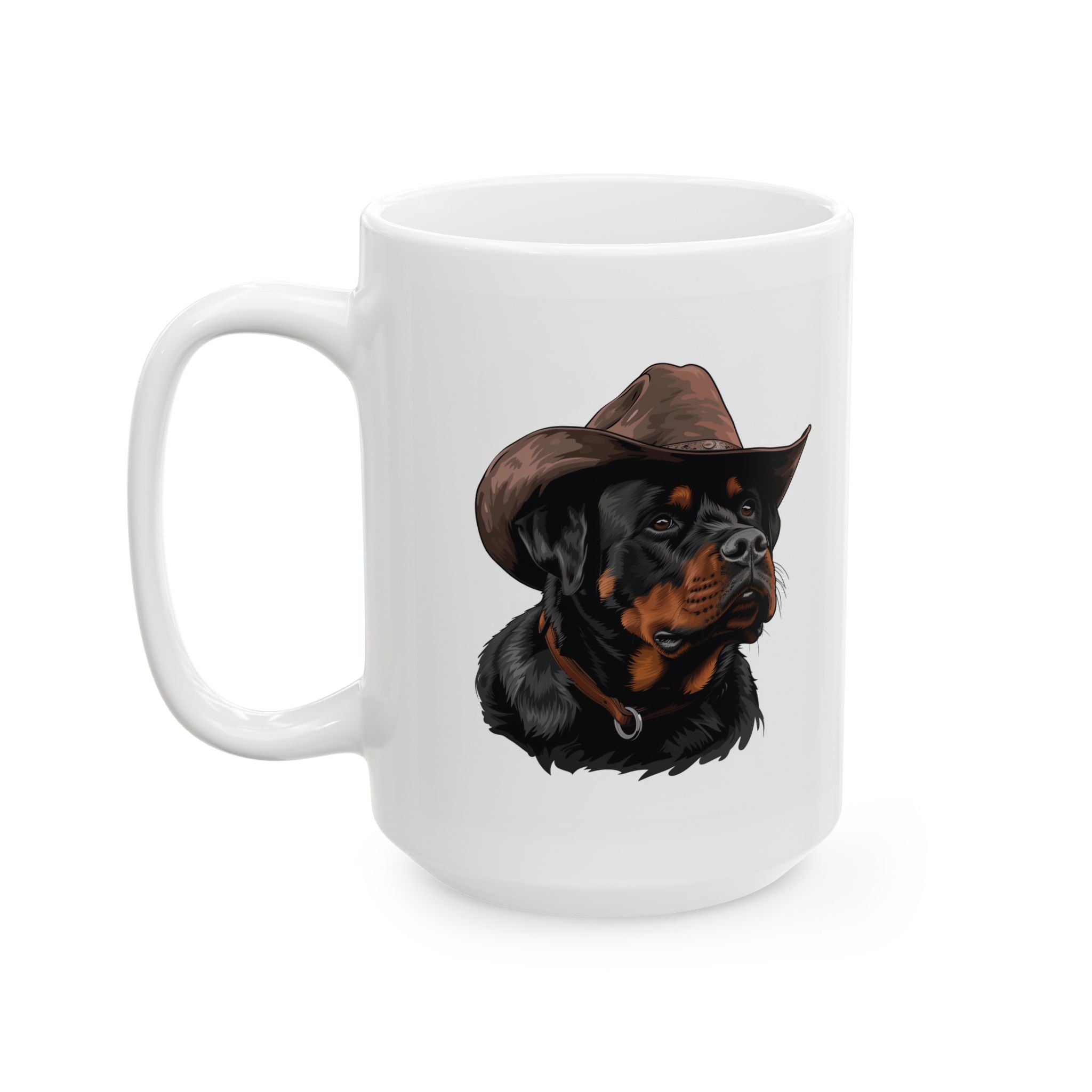 Western Themed Rottweiler Mug, Cute Dog Mug, Mug For Rottweiler Lovers, Dog Ceramic Mug, (11oz, 15oz), Dog Coffee Mug, Rottweiler Gift