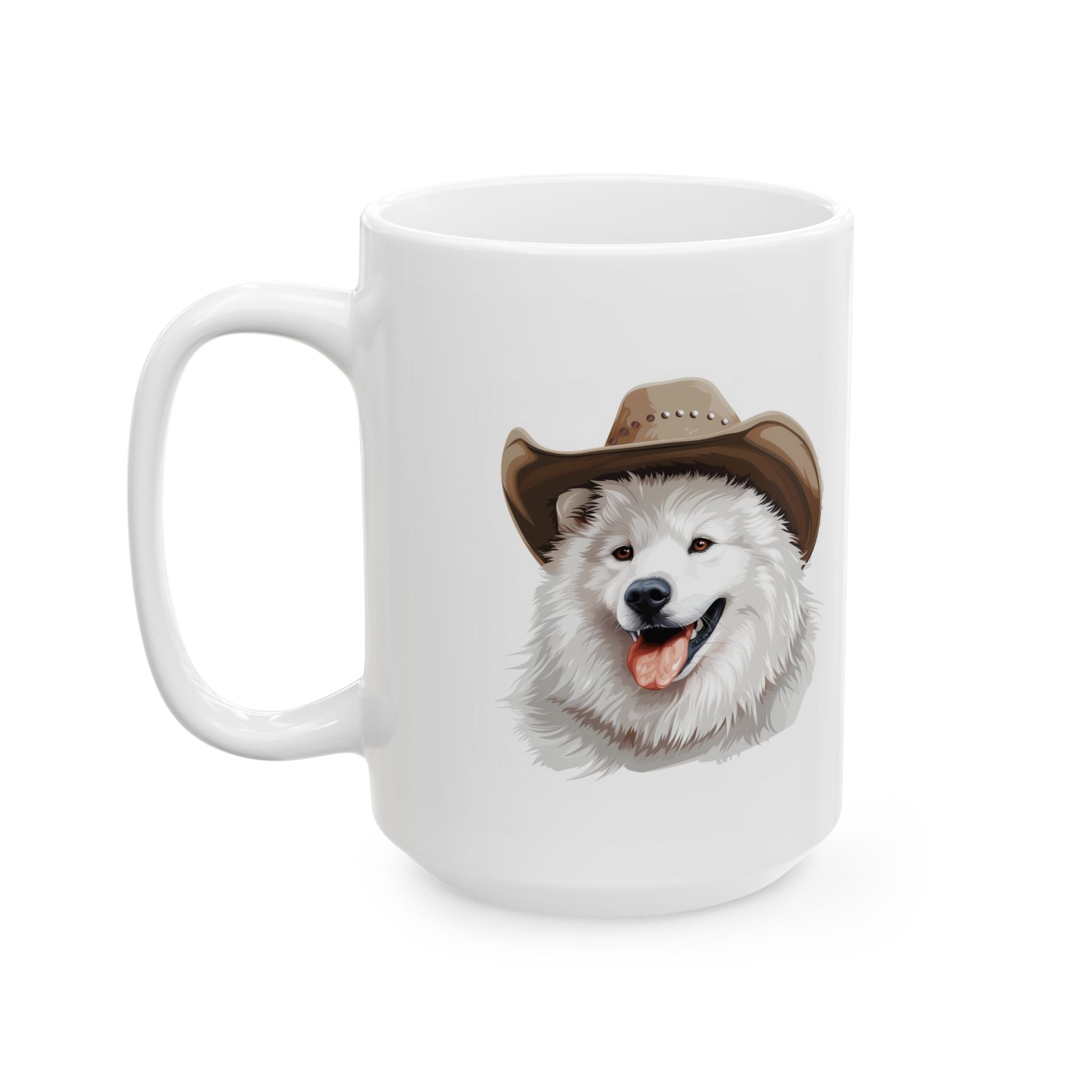 Western Themed Samoyed Mug, Cute Dog Mug, Mug For Samoyed Lovers, Dog Ceramic Mug, (11oz, 15oz), Dog Coffee Mug, Samoyed Gift