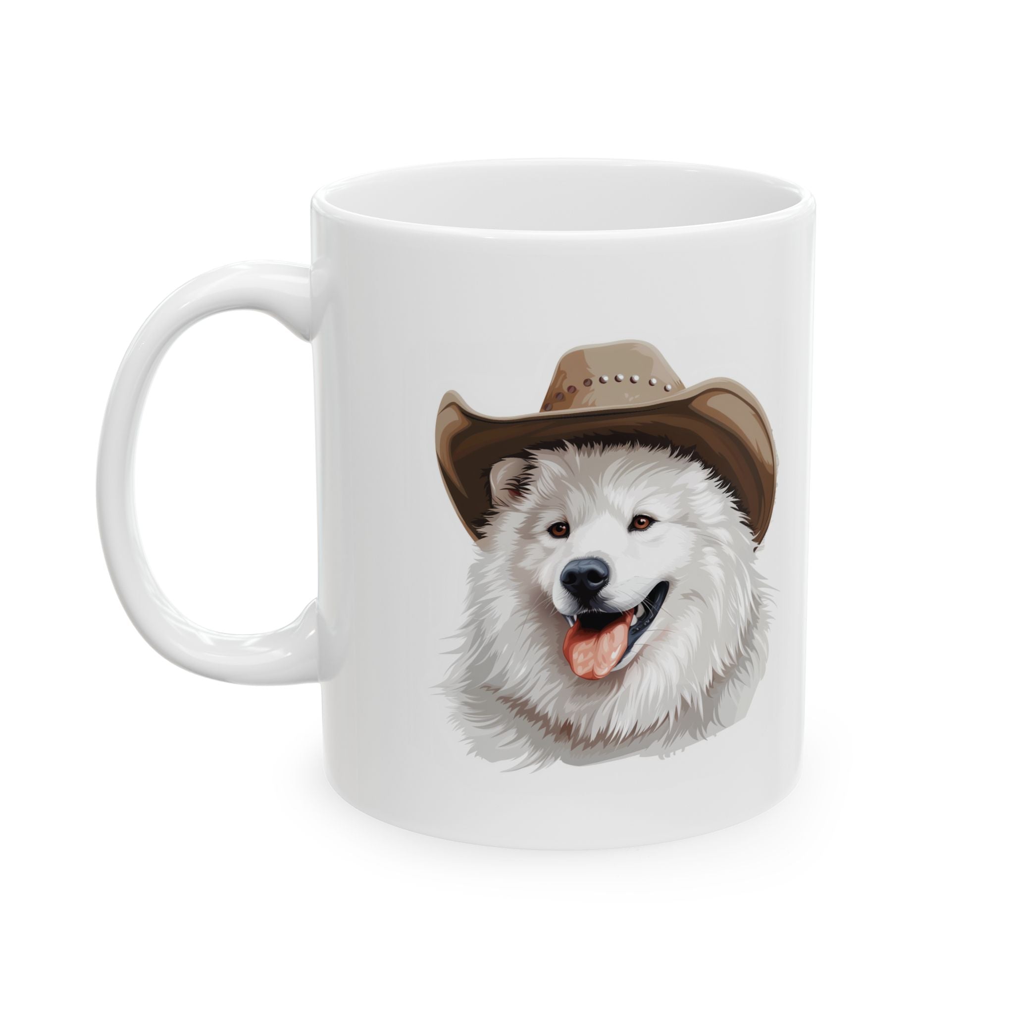 Western Themed Samoyed Mug, Cute Dog Mug, Mug For Samoyed Lovers, Dog Ceramic Mug, (11oz, 15oz), Dog Coffee Mug, Samoyed Gift