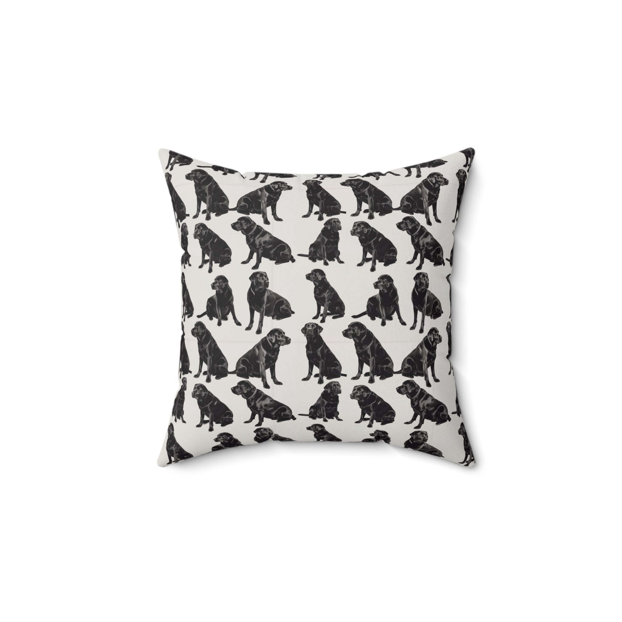Black Labrador Print Spun Polyester Square Pillow