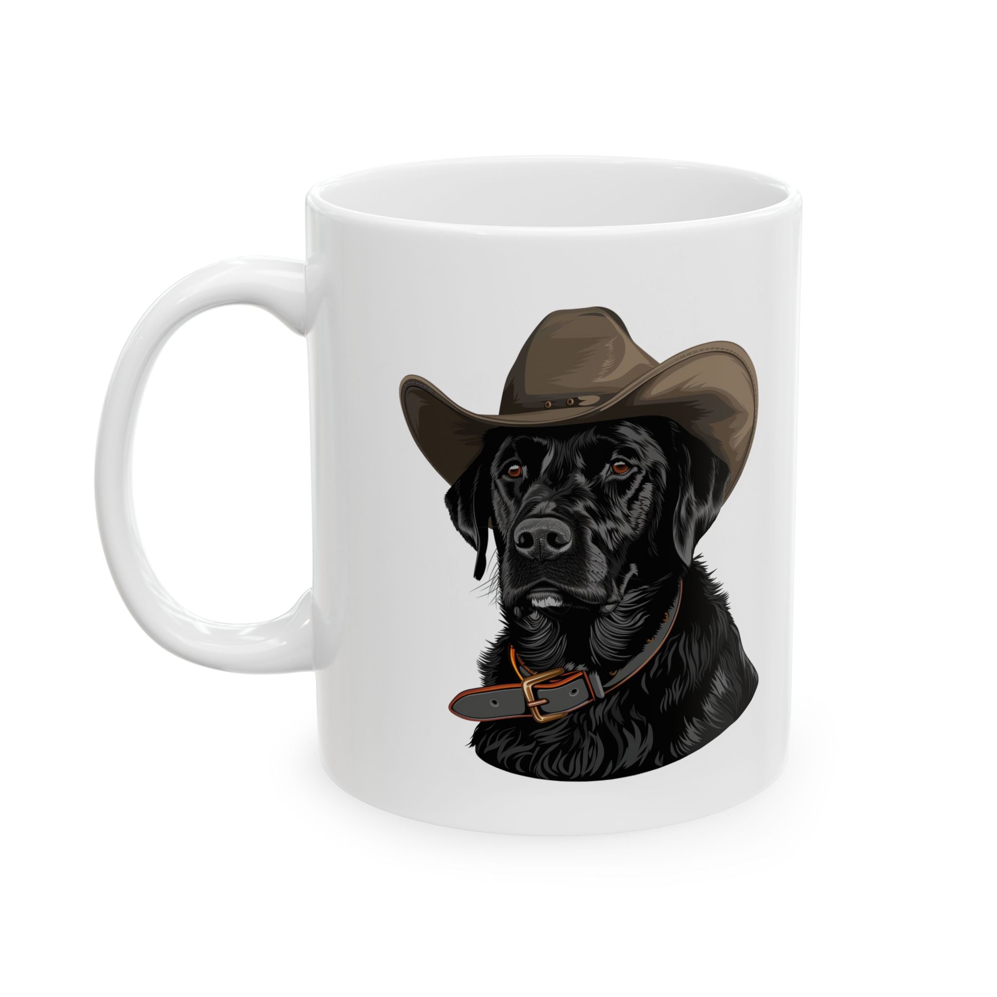 Western Themed Black Lab Mug, Cute Dog Mug, Mug For Black Lab Lovers, Dog Ceramic Mug, (11oz, 15oz), Dog Coffee Mug, Black Lab Gift