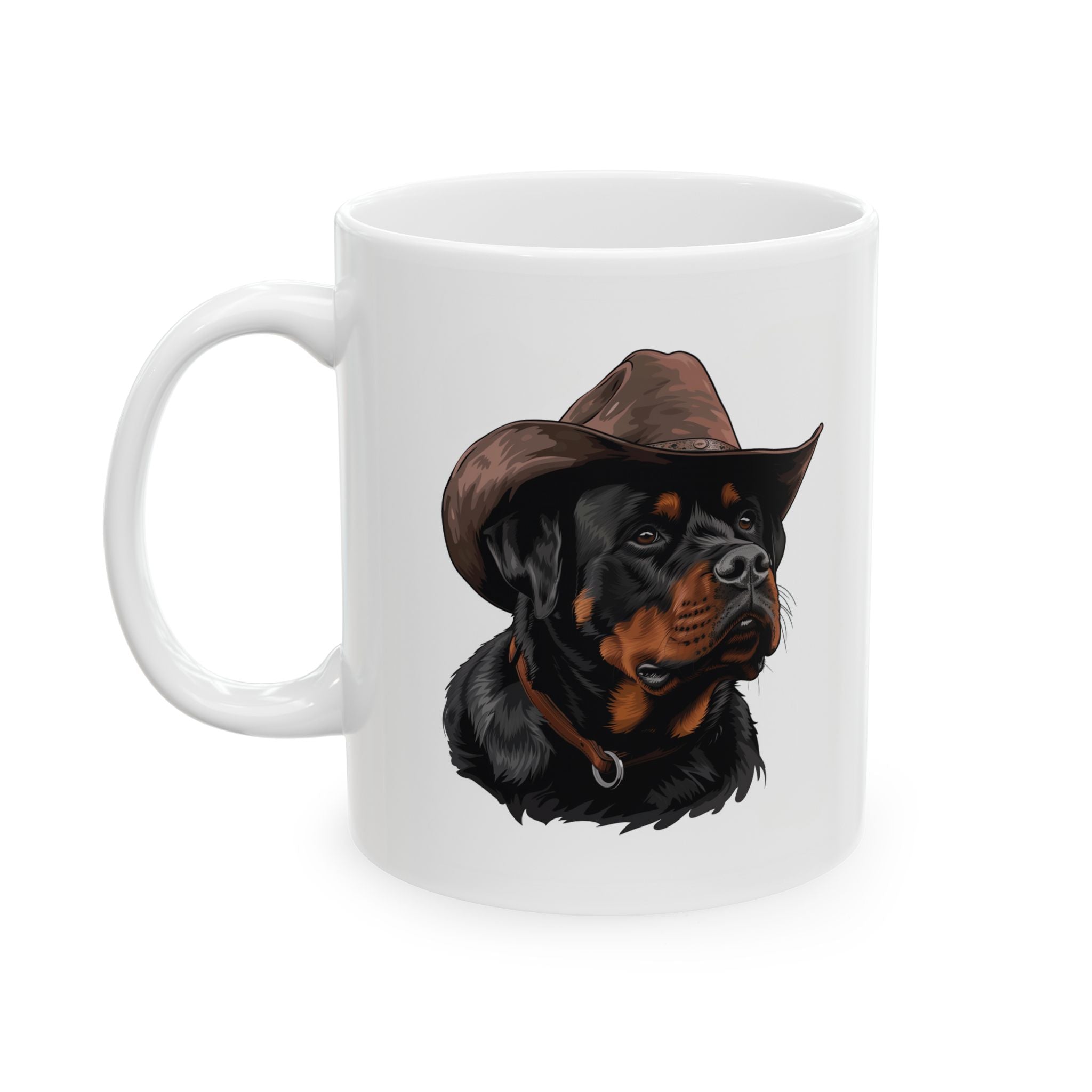 Western Themed Rottweiler Mug, Cute Dog Mug, Mug For Rottweiler Lovers, Dog Ceramic Mug, (11oz, 15oz), Dog Coffee Mug, Rottweiler Gift