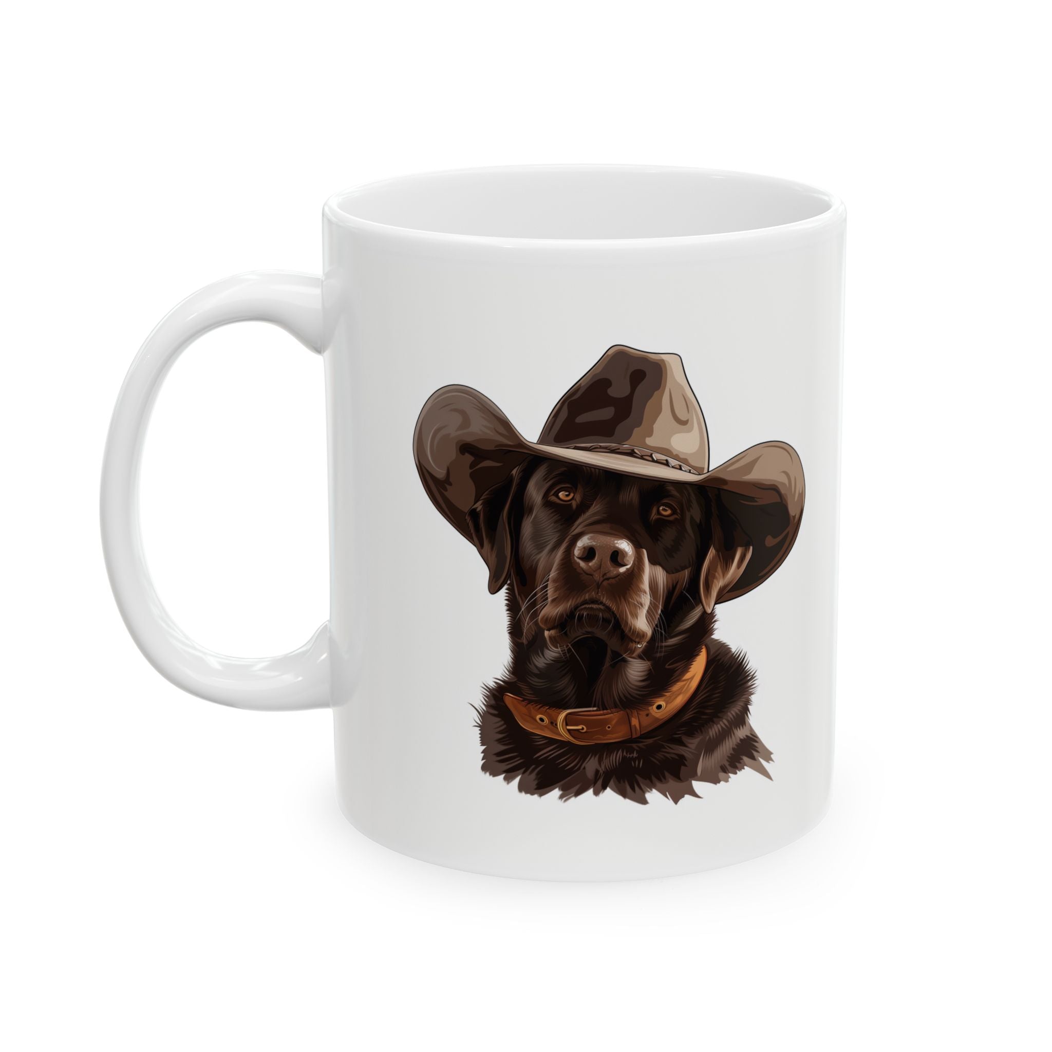Western Themed Chocolate Lab Mug, Cute Dog Mug, Mug For Chocolate Lab Lovers, Dog Ceramic Mug, (11oz, 15oz), Dog Coffee Mug, Chocolate Labs