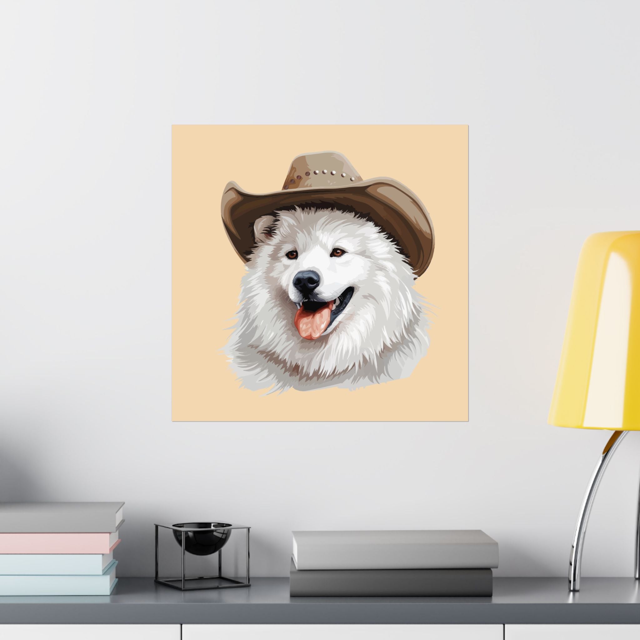 Western Themed Samoyed Poster, Samoyed Poster, Samoyed Matte Vertical Posters, Samoyed Lover, Samoyed Dad, Samoyed Mom
