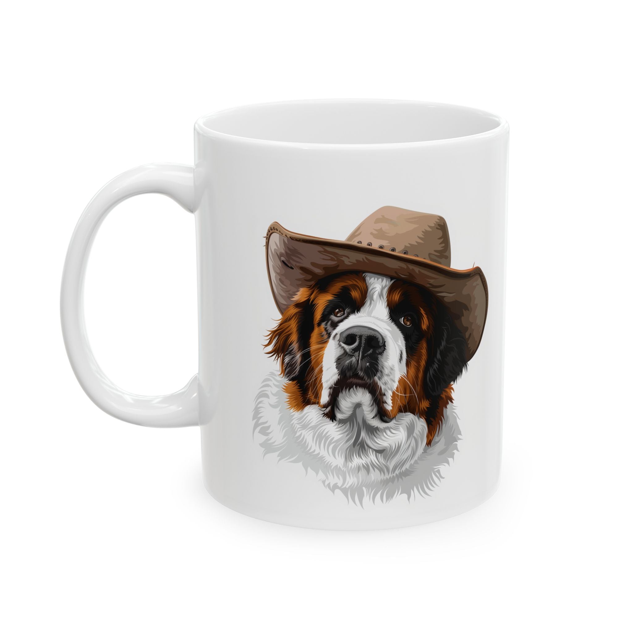 Western Themed St. Bernard Mug, Cute Dog Mug, Mug For St. Bernard Lovers, Dog Ceramic Mug, (11oz, 15oz), Dog Coffee Mug, St. Bernard Gift
