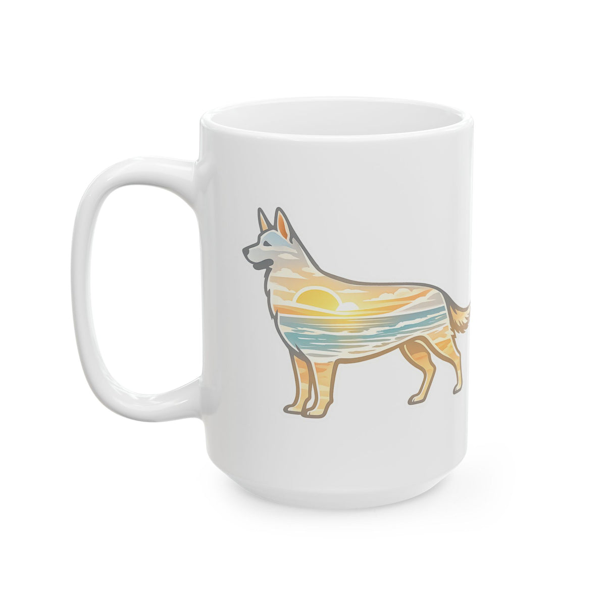 German Shepherd | Summer Sunset Ceramic Mug, (11oz, 15oz)