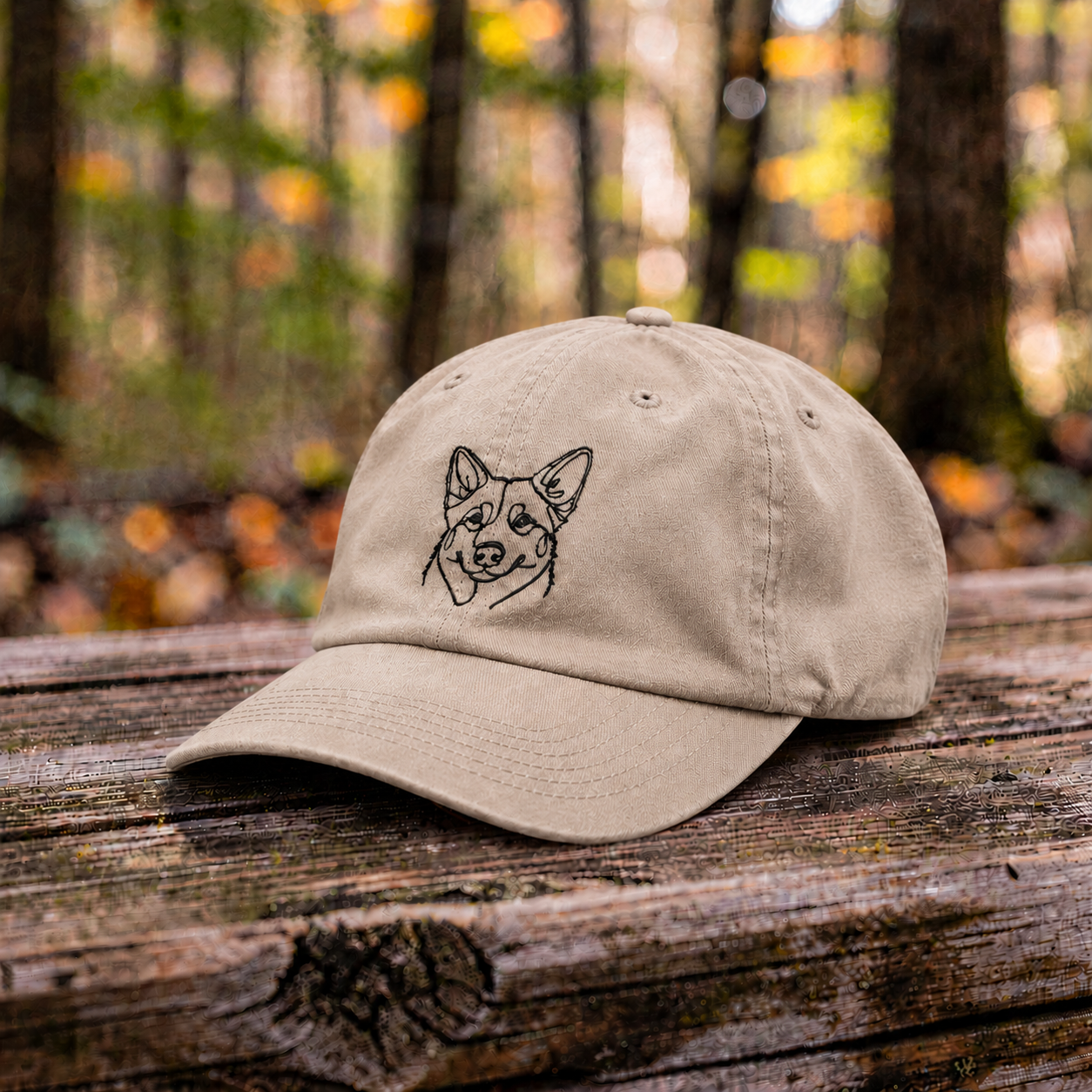 Australian Shepherd Dog Embroidered Face Dad Hat